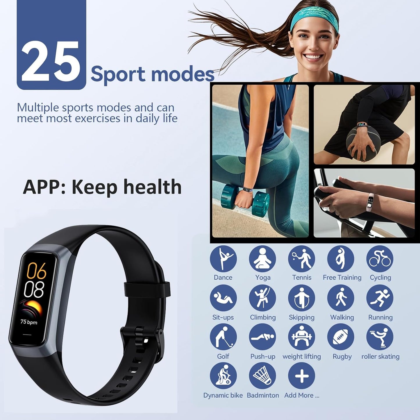 Amoled Slim Fitness Watch – 25 Sports Modes, Heart Rate & BP Tracker
