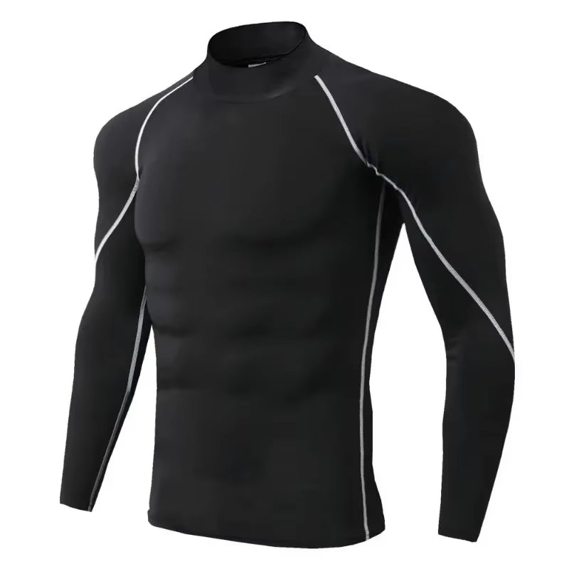 Men'S Sport T-Shirt Fitness Clothing Quick Dry Bodybuilding Running Long Sleeve Compression Tank Top Gym Shirt Tight Sportswear