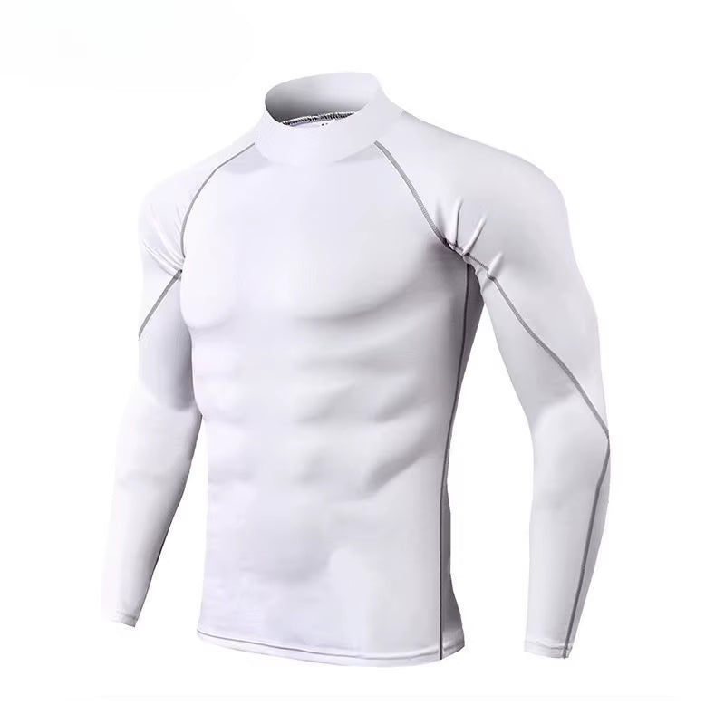 Men'S Sport T-Shirt Fitness Clothing Quick Dry Bodybuilding Running Long Sleeve Compression Tank Top Gym Shirt Tight Sportswear