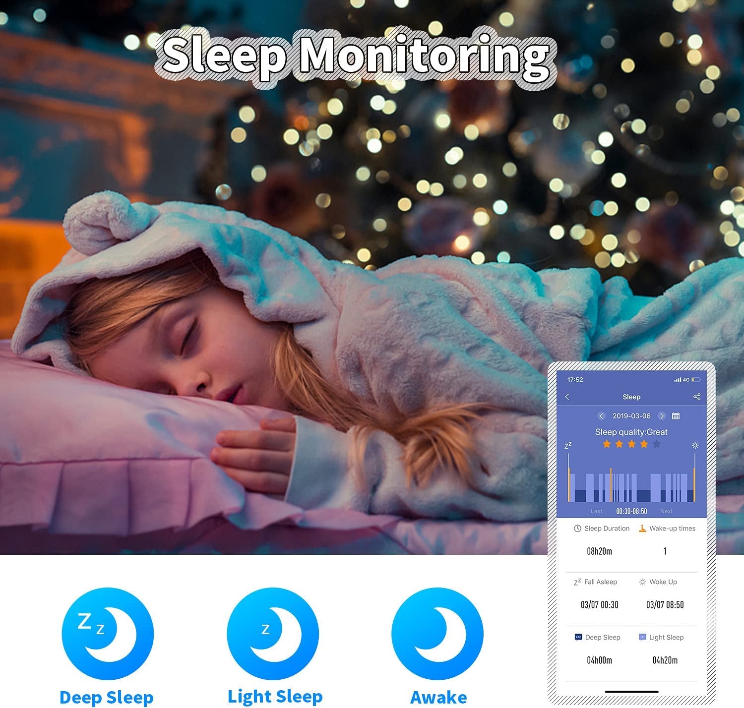 Kids Watch Fitness Tracker, Fitness Watches for Kids, Activity Tracker with Pedometers, Stopwatch, IP68 Waterproof, 11 Sport Modes Smart Watch for Kids 