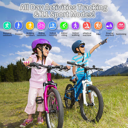 Kids Watch Fitness Tracker, Fitness Watches for Kids, Activity Tracker with Pedometers, Stopwatch, IP68 Waterproof, 11 Sport Modes Smart Watch for Kids 